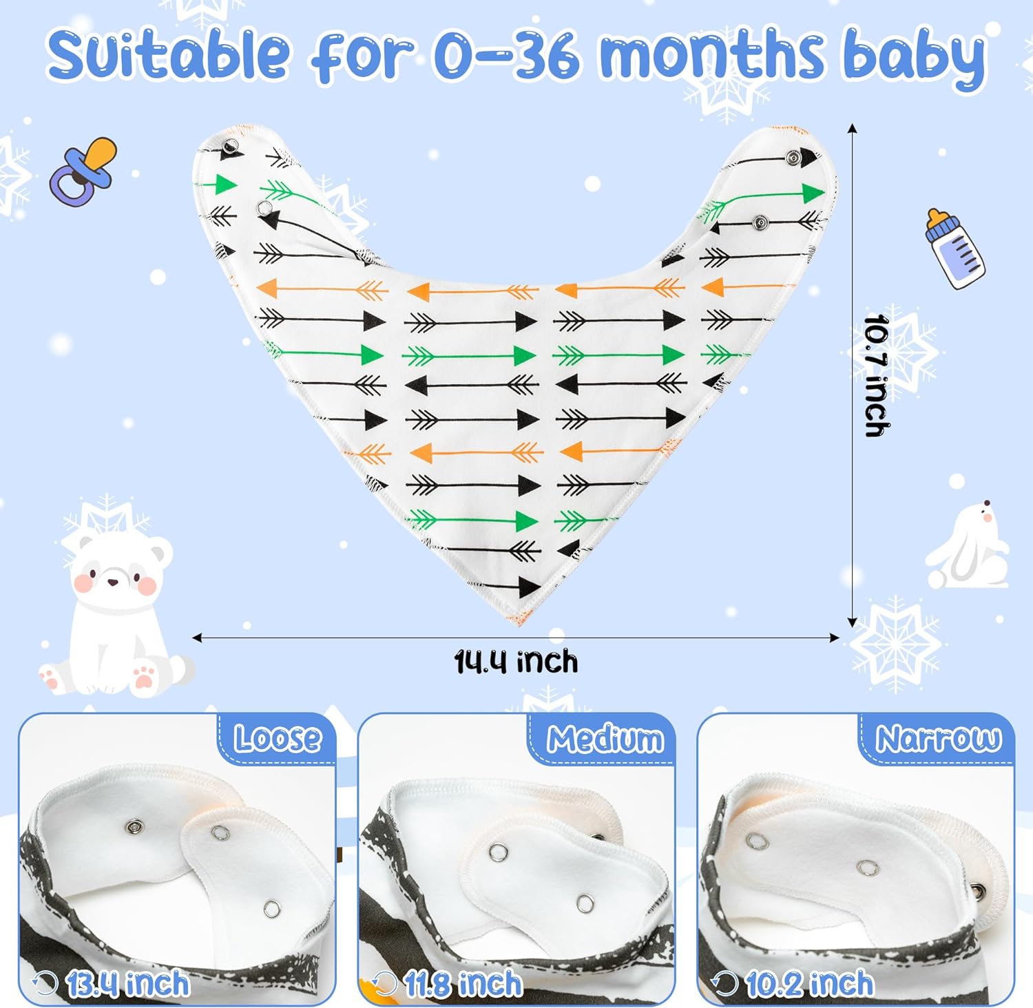 Zainpe 5Pcs Baby Bandana Cotton Drool Bibs Soft Absorbent Infant Bibs Saliva Towels - Image 2